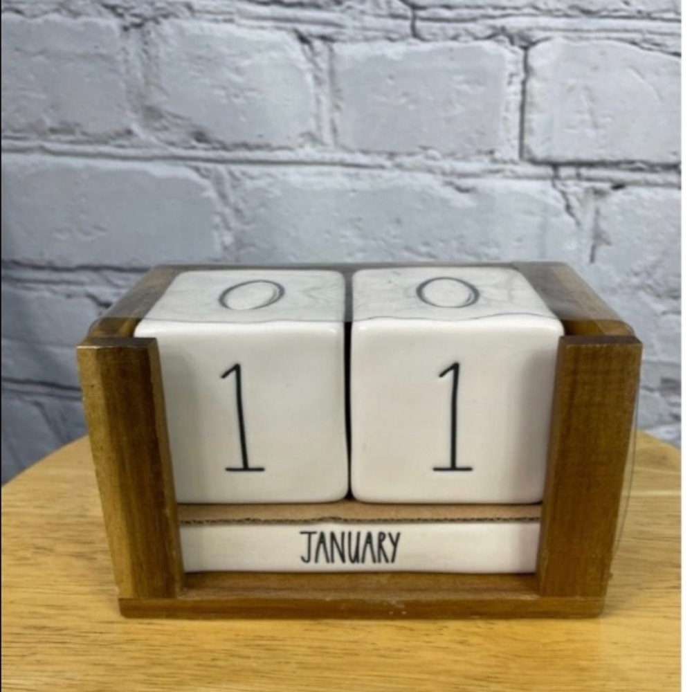 Rae Dunn Ceramic / wood block calendar